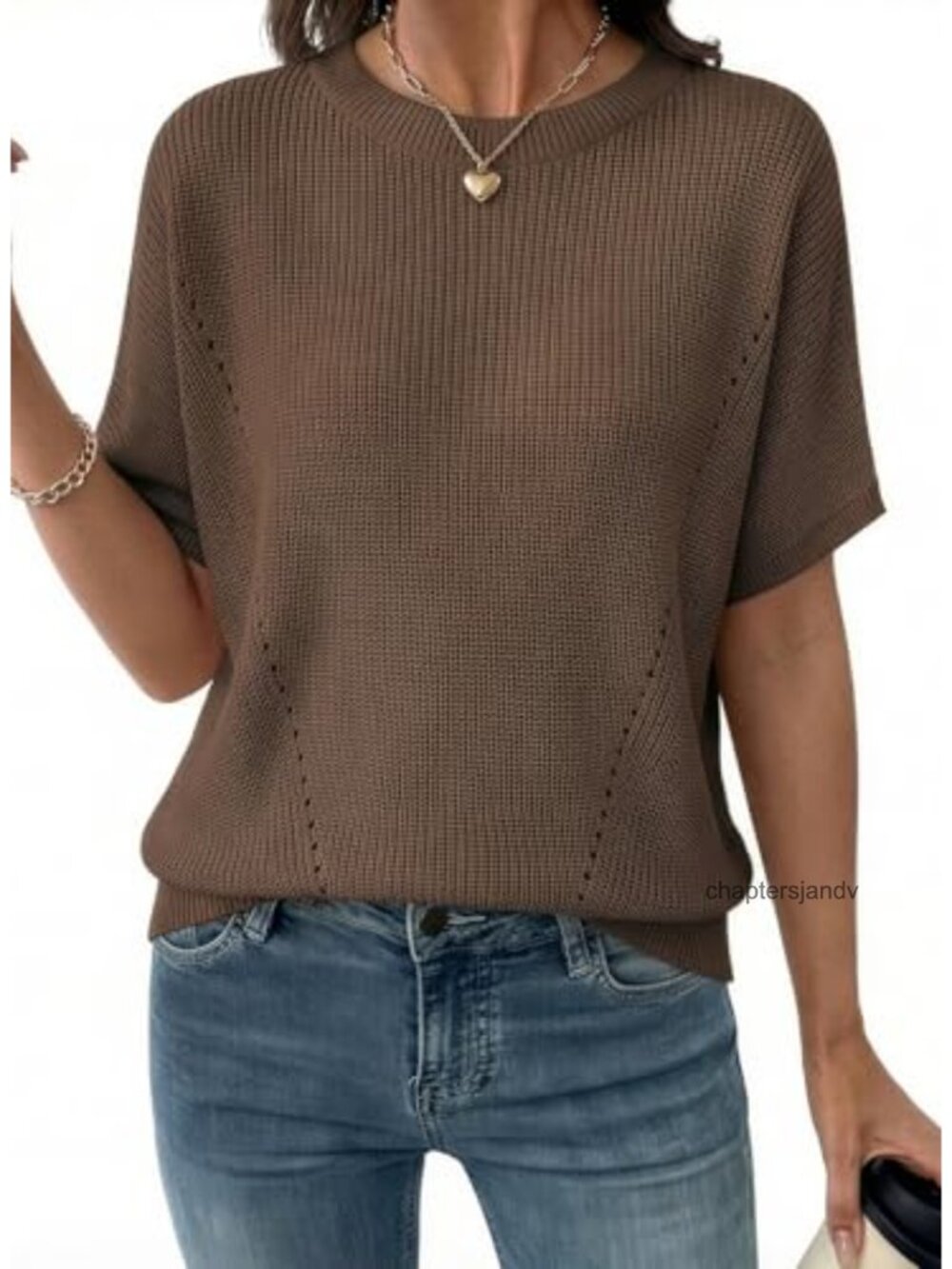 Dokotoo Womens Short Sleeve Rib-Knit Sweater Lightweight V Neck Pullover Top